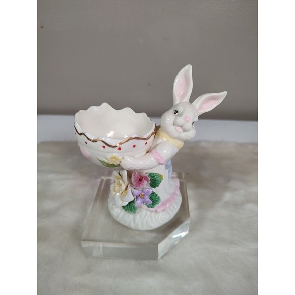 Vintage Ceramic Easter Bunny Rabbit Egg Holder Display Planter Candy Dish - Picture 2 of 11
